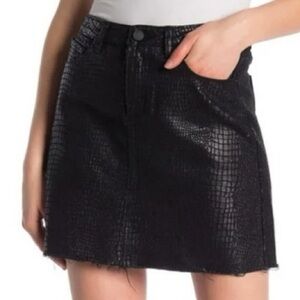 Blank NYC Black Croc-Textured Mini Skirt